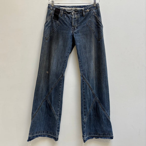 FW01 Rick Owens Slab Waxed Flared Mudwash Jeans
