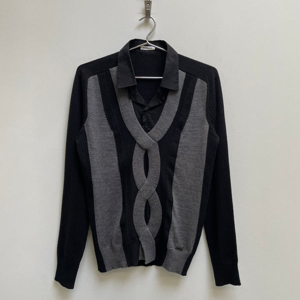 Dirk Bikkembergs Shirt Collar Hybrid Sweater