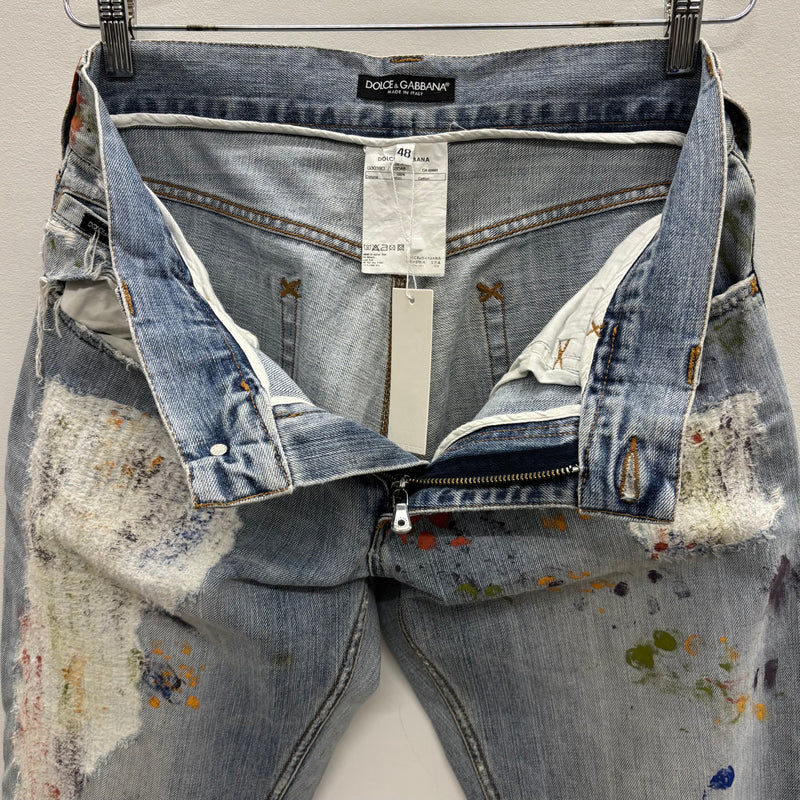 00s Dolce & Gabbana Paint Splattered Distressed Jeans