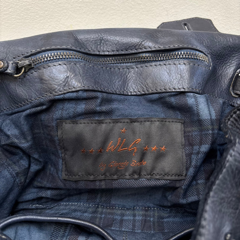 Firkin Navy Star Leather Handbag
