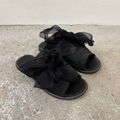Masnada Floral Embossed Lace-Up Slides