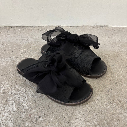 Masnada Floral Embossed Lace-Up Slides