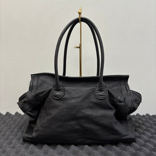 Large Textured Leather Firkin Shoulder Bag