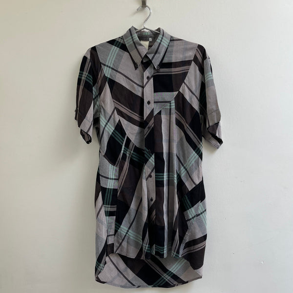 SS19 Yohji Yamamoto Pour Homme Patchwork Check Button-Down Shirt