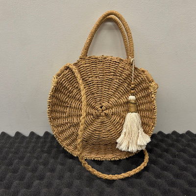 G.O.A. Handwoven Round Crossbody Boho Bag