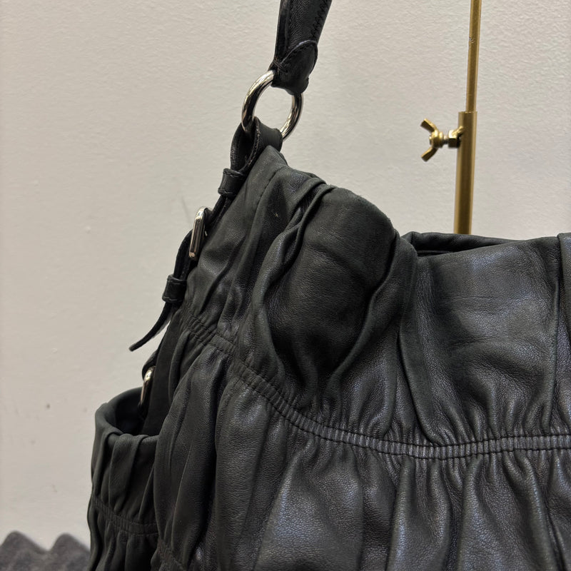 Prada Gaufre Leather Shoulder Hobo Bag