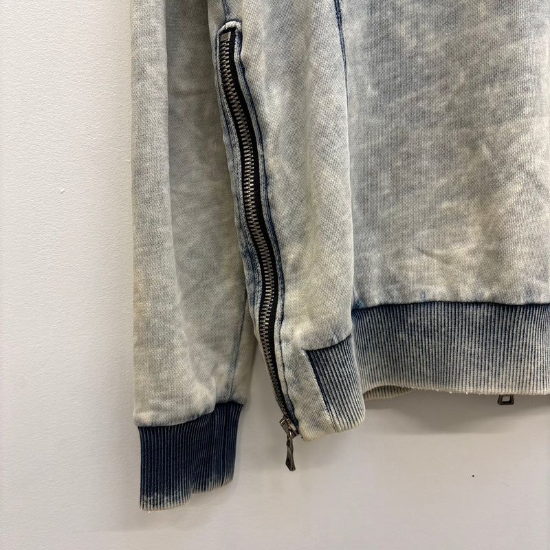 Balmain Semi Washed Zip Up Hoodie