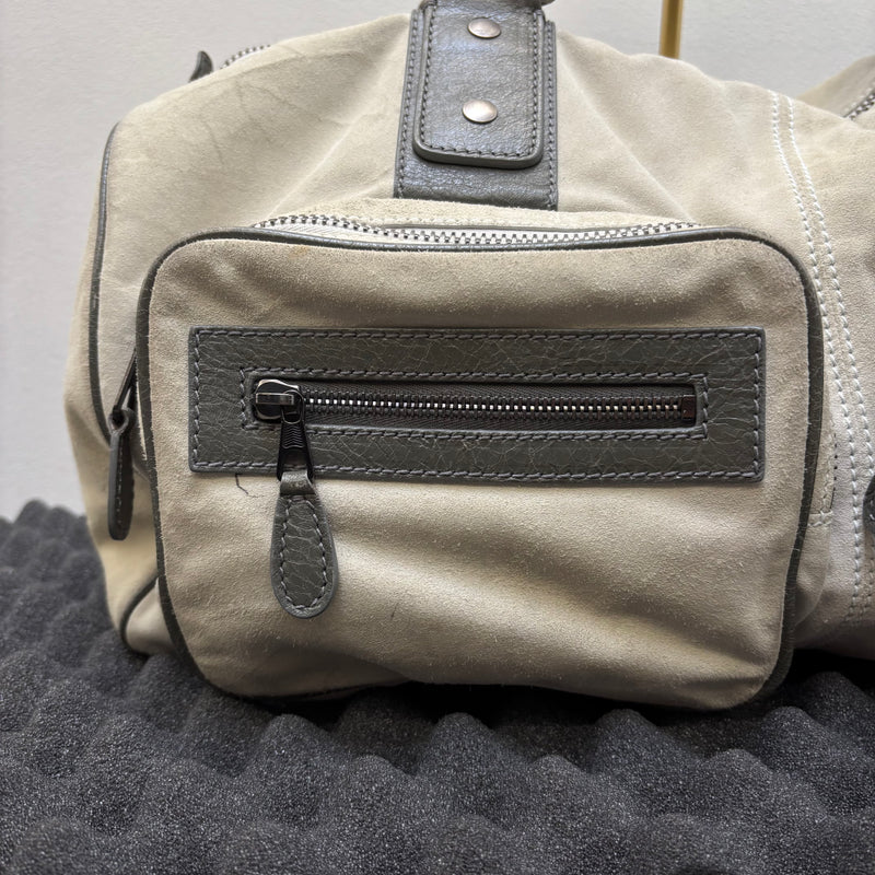 FW14 Balenciaga Suede Dual Pocket Duffle Bag