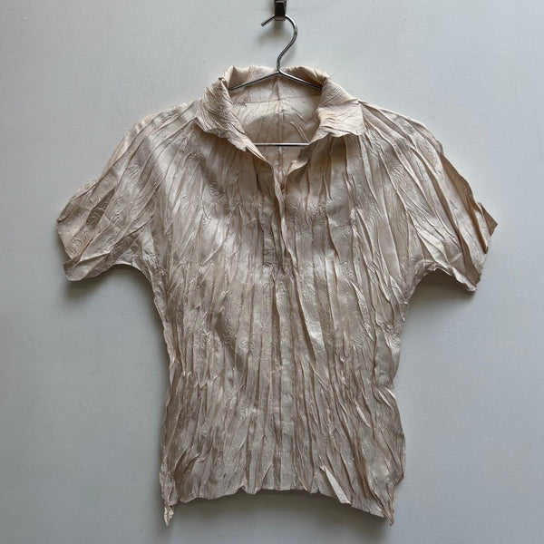 00s Issey Miyake Pleats Please Crinkled Polo T-Shirt