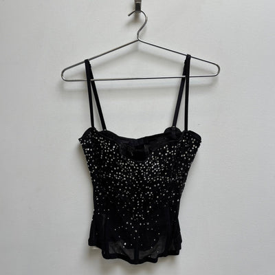 SS00 Dolce & Gabbana Rhinestone Mesh Corset Top