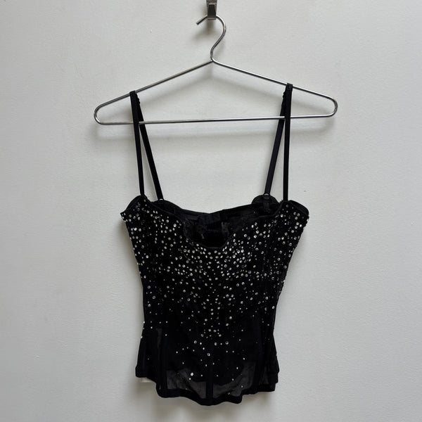 SS00 Dolce & Gabbana Rhinestone Mesh Corset Top
