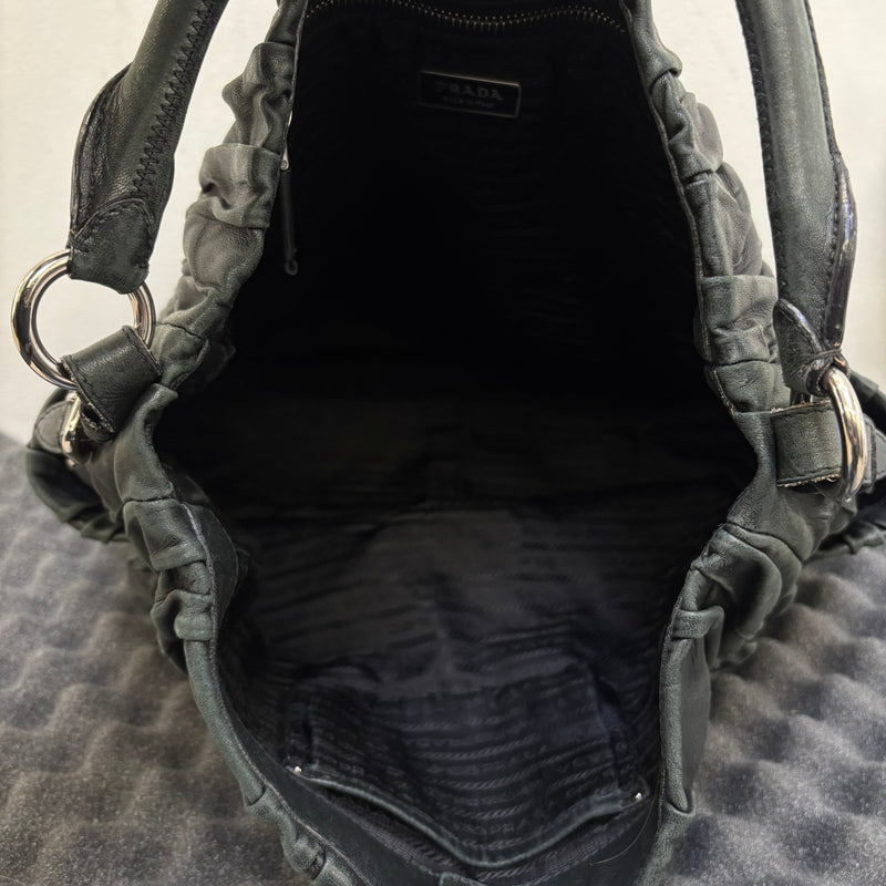 Prada Gaufre Leather Shoulder Hobo Bag