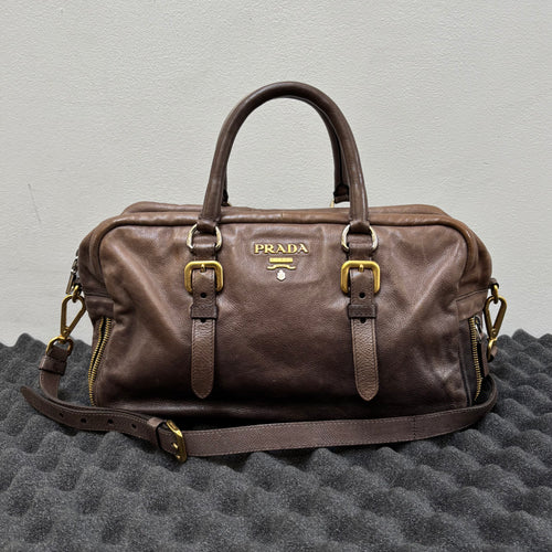 FW07 Prada Glace Ombré Calf Leather Zipper Satchel Bag