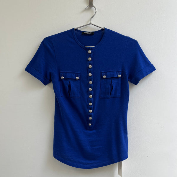 SS19 Balmain Emblem Button Up T-Shirt