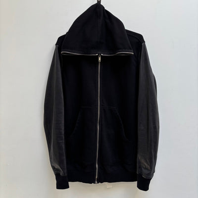 SS15 Rick Owens ‘FAUN’ Leather Sleeve Gimp Zip Up Hoodie