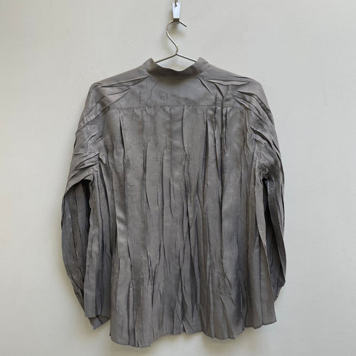 Pleats Please by Issey Miyake Silver Gilled Button Up