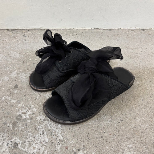 Masnada Floral Embossed Lace-Up Slides