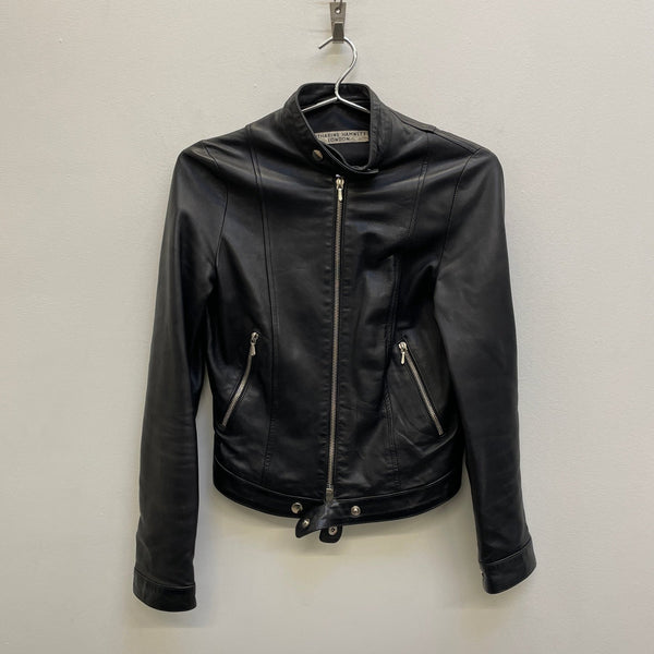 90s Katherine Hammett Leather Cafe Racer Jacket