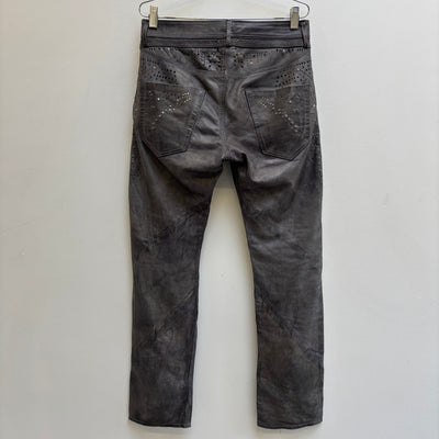 Diesel Sea Green Perforated Lambskin Jeans