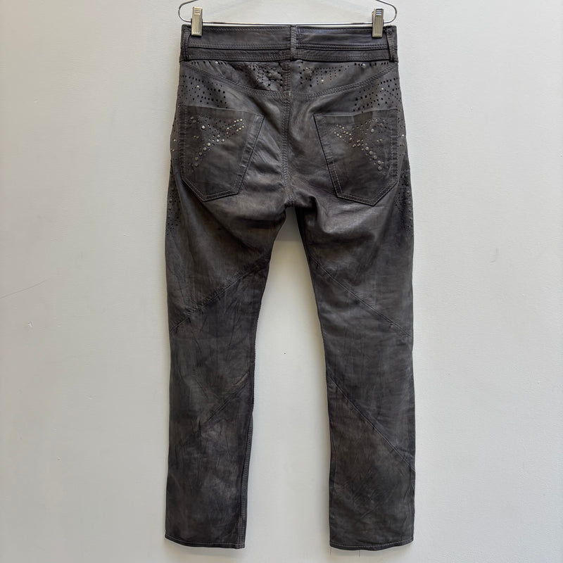 Diesel Sea Green Perforated Lambskin Jeans