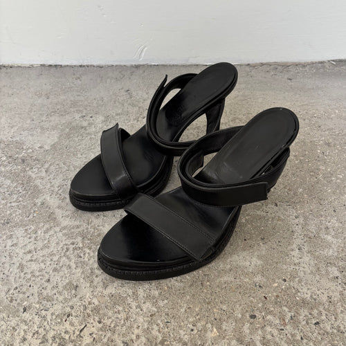 SS03 Ann Demeulemeester Velcro Strap Leather Sandal Heels