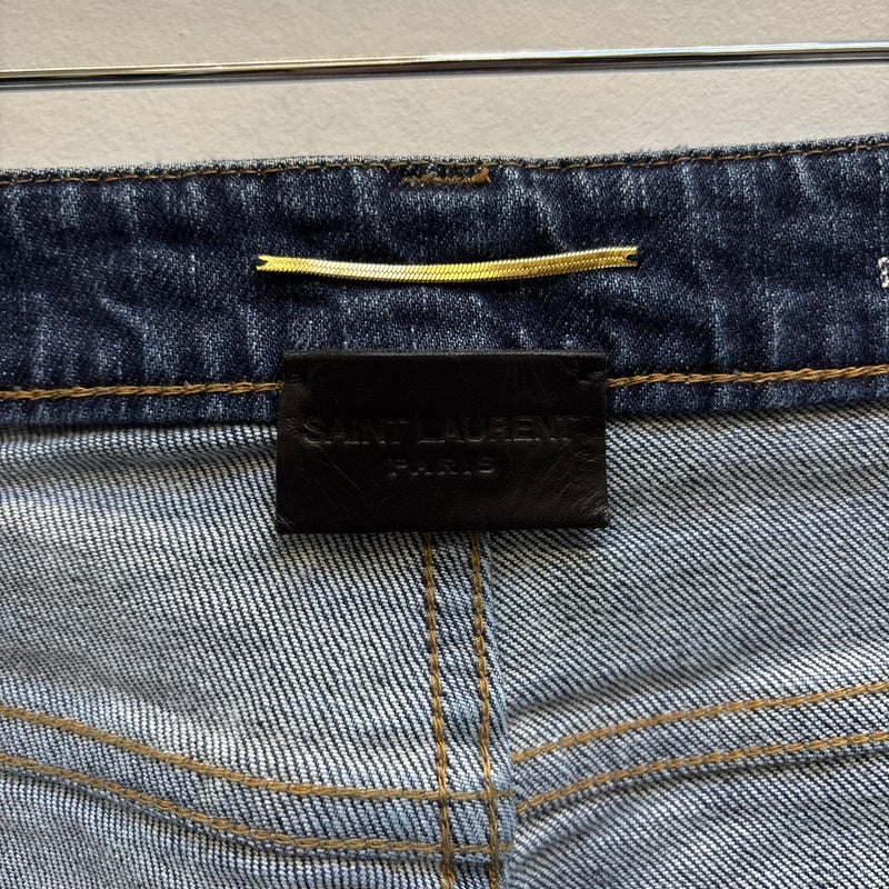 SS18 Yves Saint Laurent Acid Wash Distressed Zip Jeans