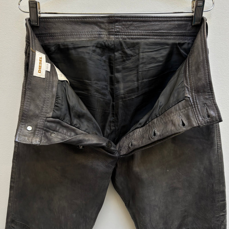 Diesel Sea Green Perforated Lambskin Jeans