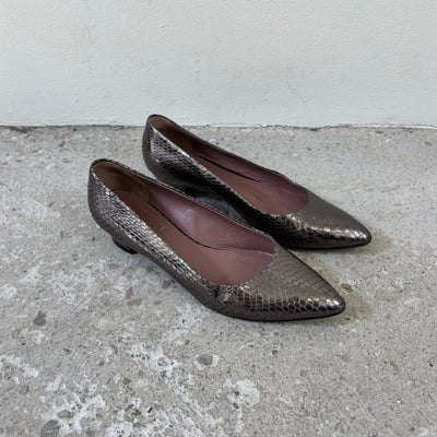 00s Miu Miu Metallic Snakeskin Pointed Heels