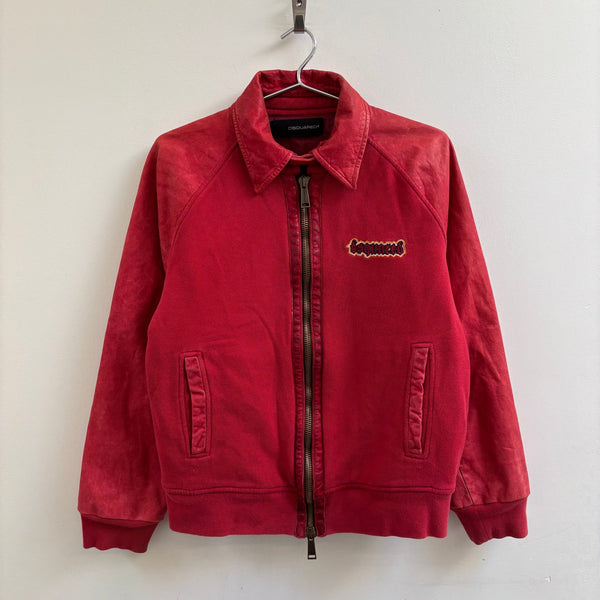 Dsquared2 Leather Sleeve Distressed Varsity Jacket