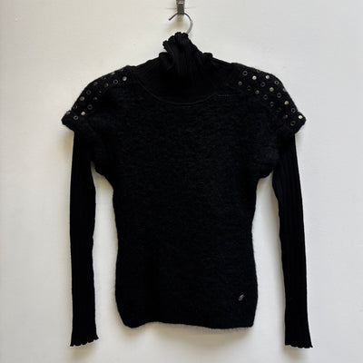 Roberto Cavalli Mohair Studded Shoulder Knit Long Sleeve