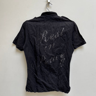 00s Shellac ‘Rest In Peace’ Back Graphic Button Up T-Shirt