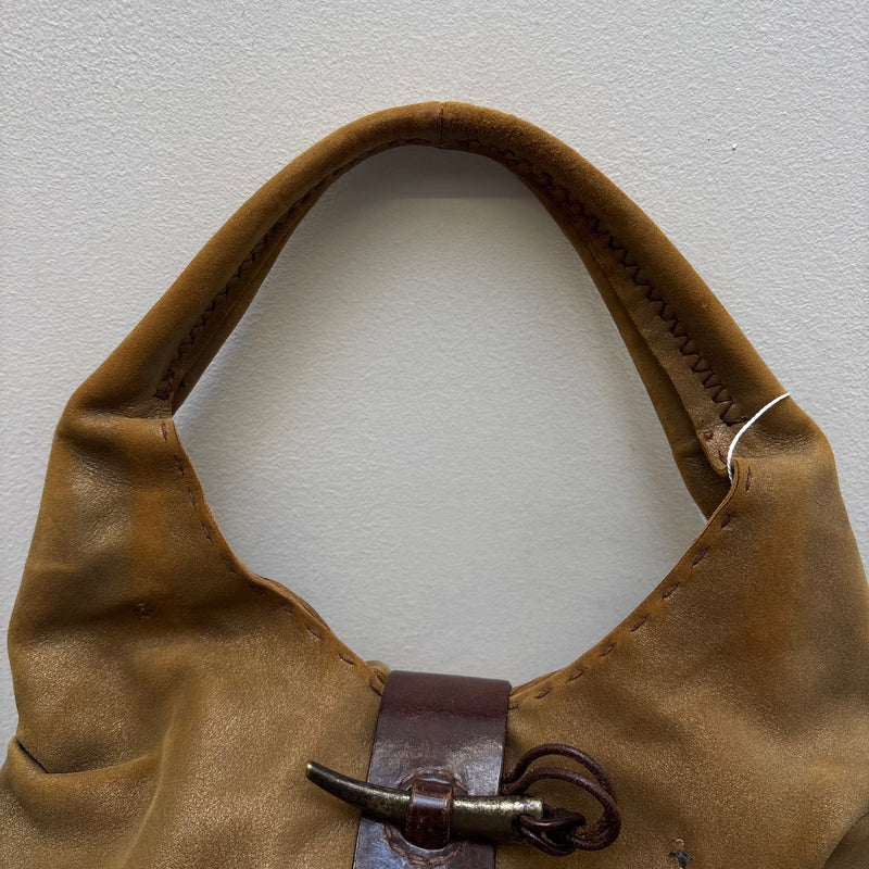 Henry Beguelin Embroidered Suede Leather Hobo Bag