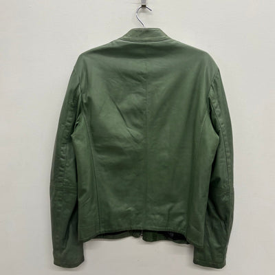 00s Dirk Bikkembergs Green Leather Biker Jacket