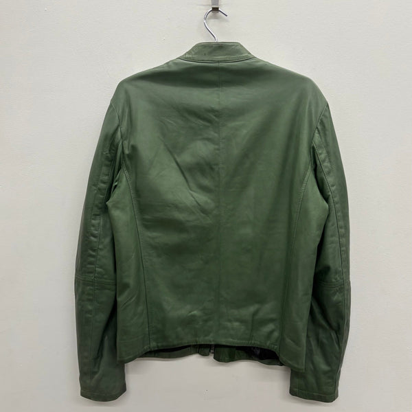 00s Dirk Bikkembergs Green Leather Biker Jacket