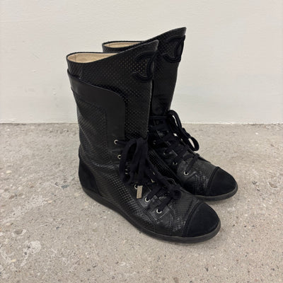 Chanel Perforated Leather Mid Length Sneakers