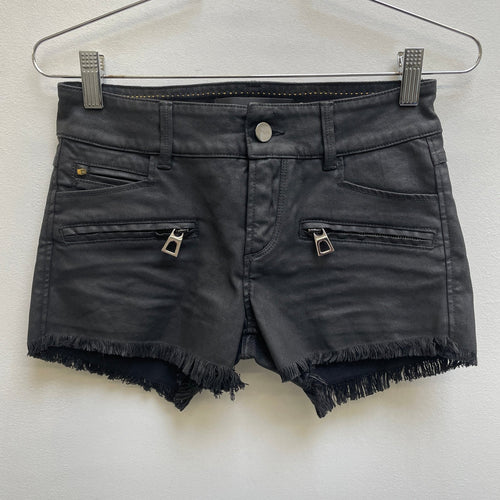 Barbara Sui Waxed Denim Mini Shorts