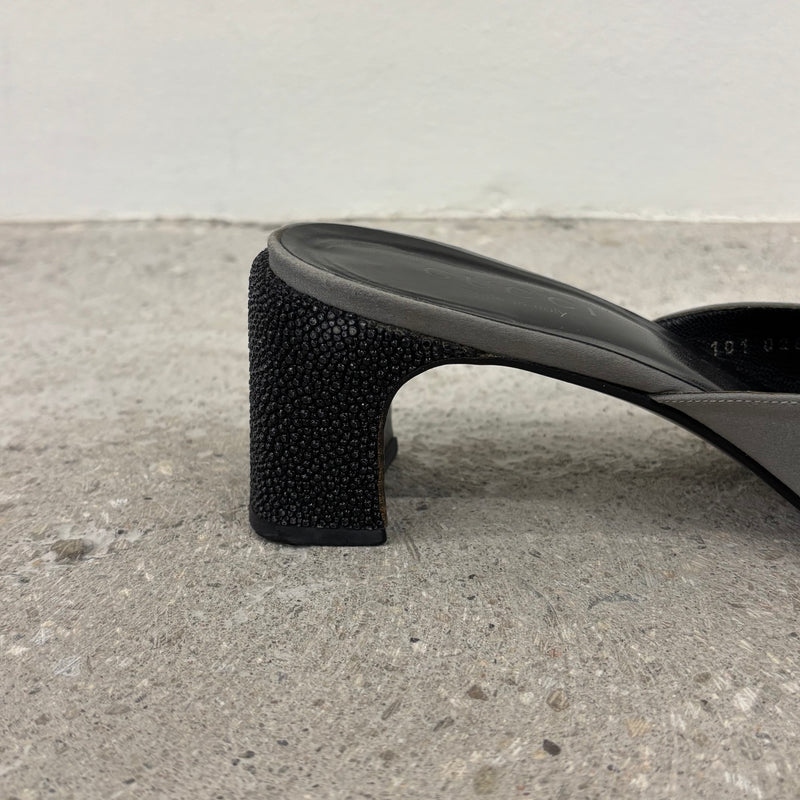 Gucci Silver Buckle Mule Heels