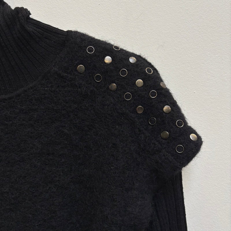 Roberto Cavalli Mohair Studded Shoulder Knit Long Sleeve
