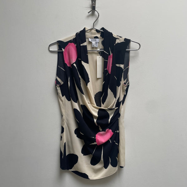 Moschino Floral Plunge Draped Neck Top