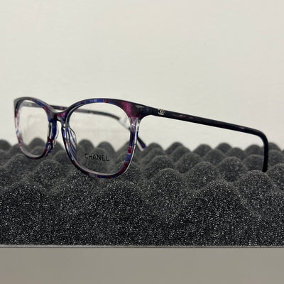Chanel Purple & Blue Faux Tortoise Shell Optical Glasses
