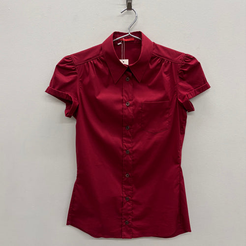 SS09 Prada Scarlet Short Sleeve Button Up Blouse