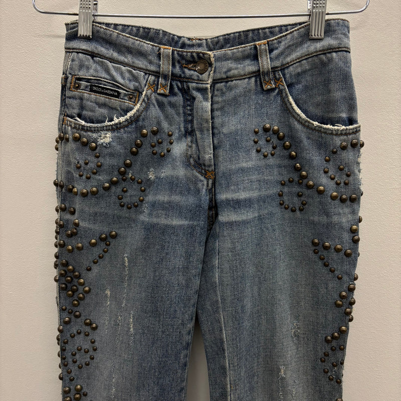 00s Dolce & Gabbana Studded Fur Pocket Jeans