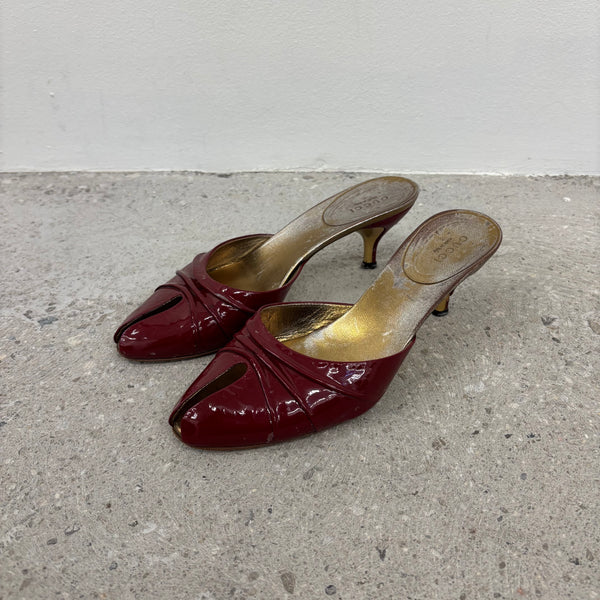 Gucci Patent Leather Open Split Kitten Heels