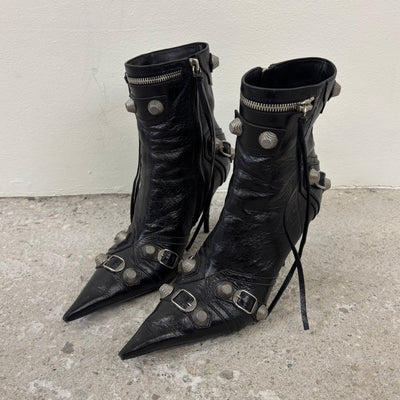 Balenciaga Cagole Leather Heeled Boots