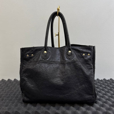 Leather Firkin Style Bag with Gold Hardware