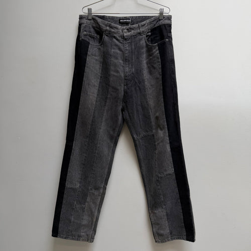 FW21 Balenciaga Upcycled Patchwork Split Panel Denim Jeans