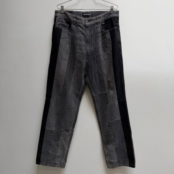 FW21 Balenciaga Upcycled Patchwork Split Panel Denim Jeans