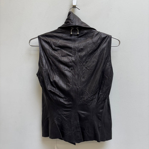 Grai Drape Neck Leather Vest