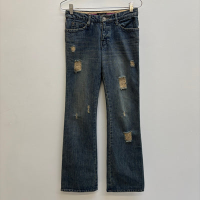 Atsuro Tayama Faded Distressed Flare Jeans