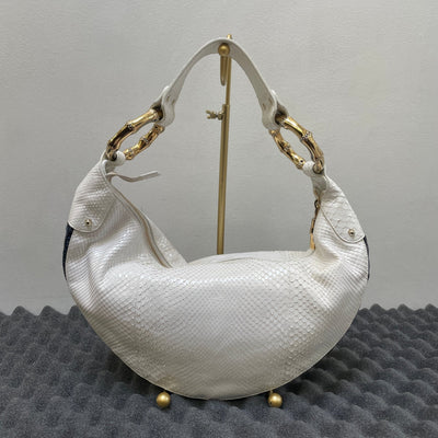 00s Gucci Bamboo Ring Snakeskin Shoulder Bag By Tom Ford